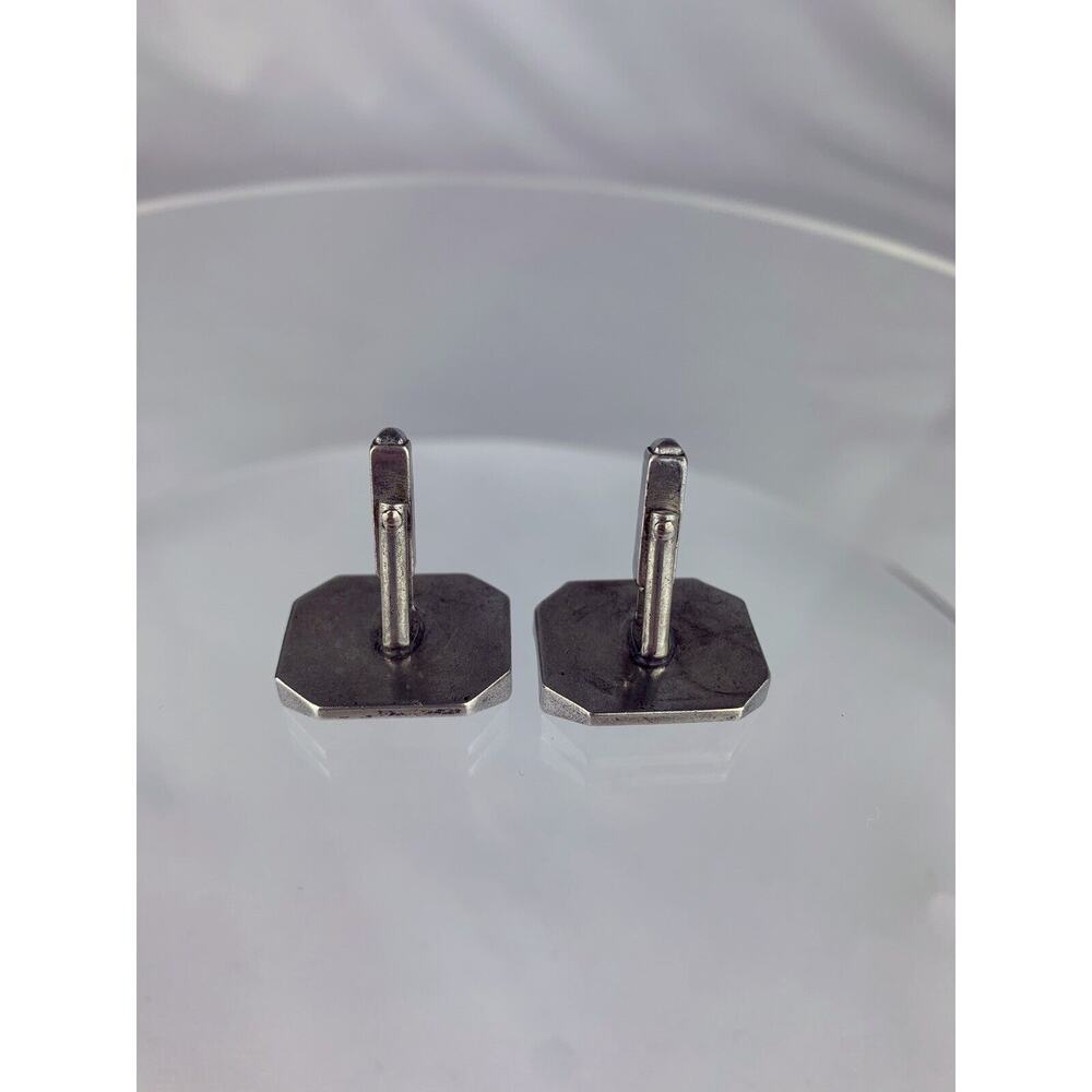 Large Sterling Silver Cufflinks Anson Engravable Statement Heavy 26.5g VTG M1 - Picture 9 of 11